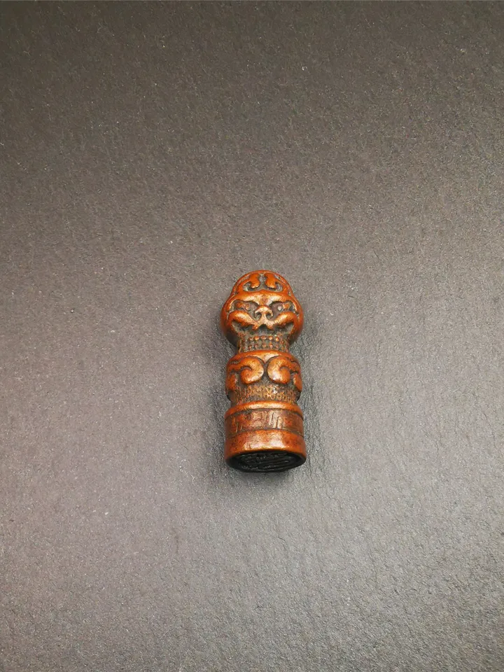 Gandhanra Vintage Tibetan Stamp Seal,Snow Lion Shape,Auspiious Meaning, Hand Crafted Amulet Pendant,