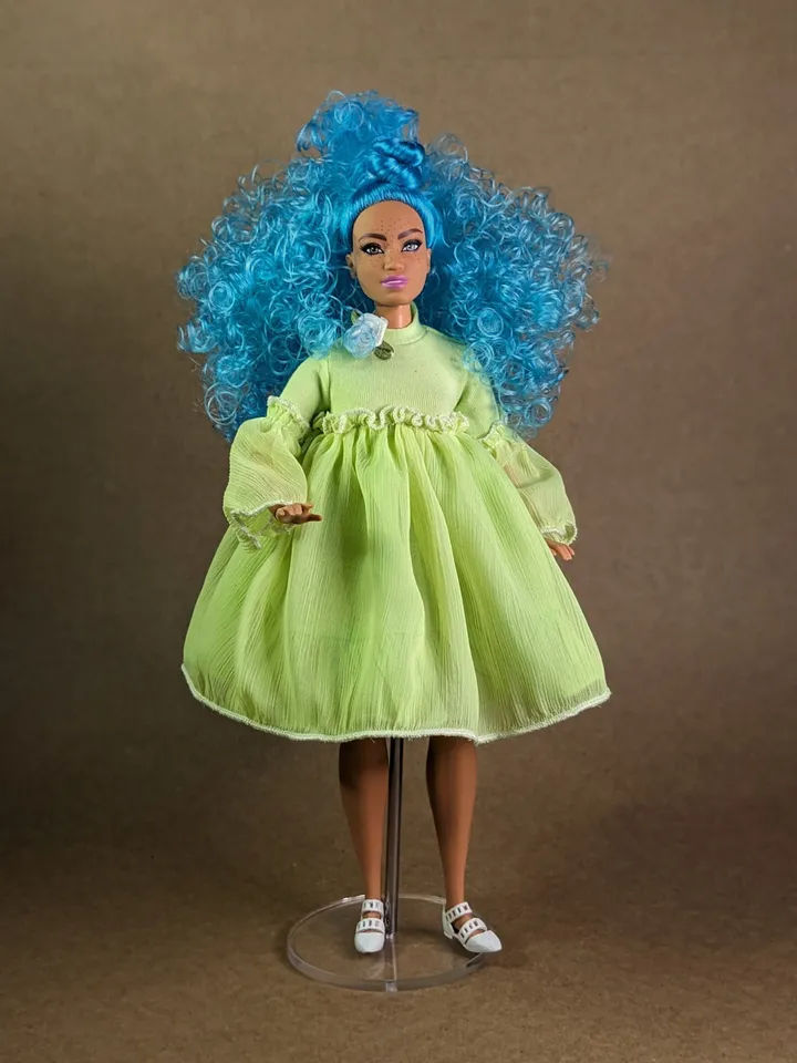 Handmade green puffy dress for 1/6 scale fashion female dolls