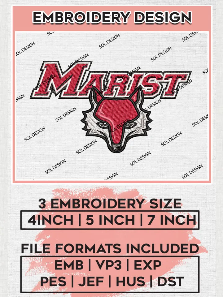 Marist NCAA Team Word Mascot Logo embroidery designs, NCAA Marist Red Foxes Logo Machine embroidery designs, NCAA Logo embroidery designs, NCAA Lopes Machine embroidery designs, Digital Download