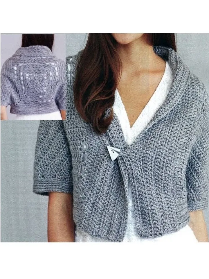 Cropped cardigan crochet pattern, easy cardigan , short cardigan, bolero crochet pattern pdf