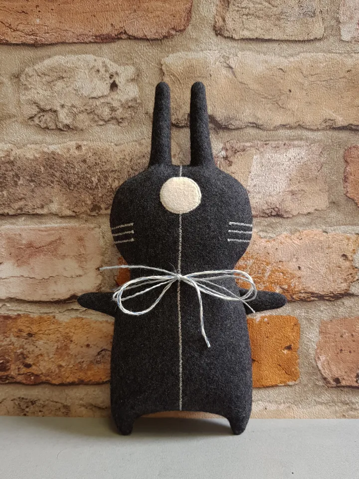 Black rabbit Sewing Pattern PDF, digital tutorial in english, Halloween Doll diy