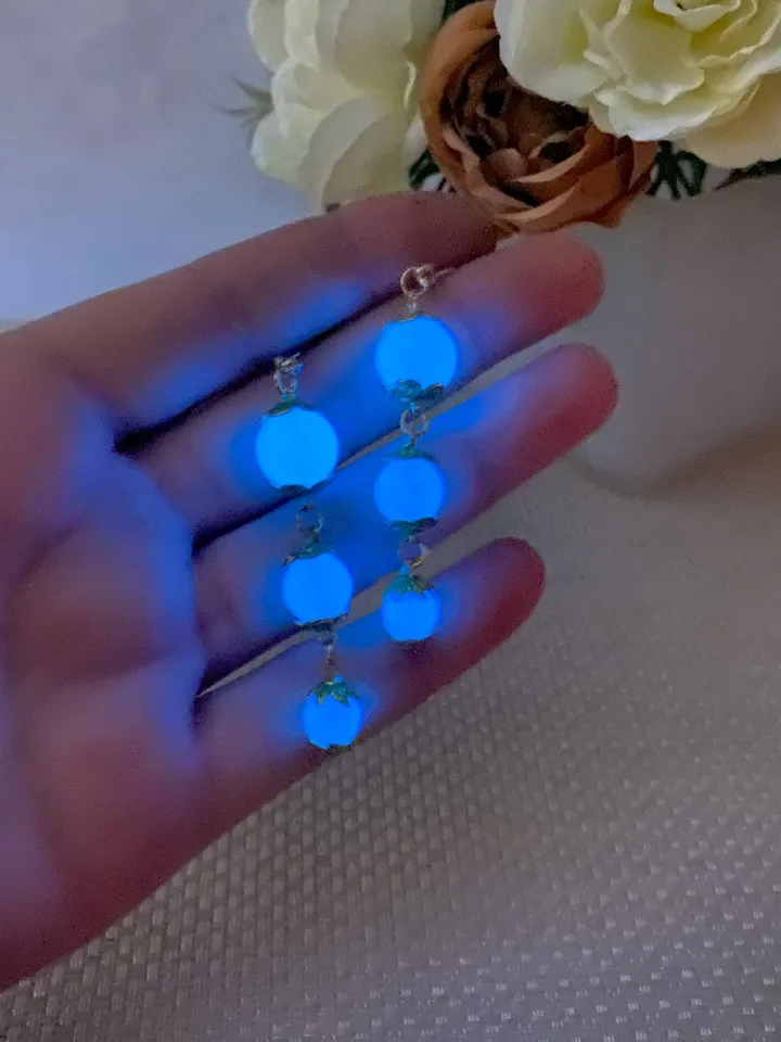 Earrings glow in the dark. Handmade jewelry.
