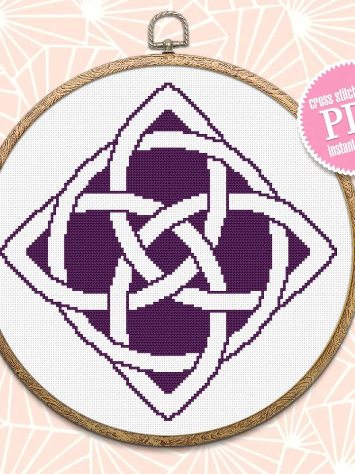 Celtic knot cross stitch pattern download PDF Monochrome cross stitch Celtic ornament embroidery Modern mandala digital Beginner stitch #M63
