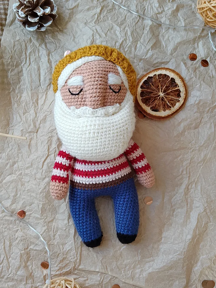 Sailor white beard plush soft gift for a boy for the holiday. Christmas gift