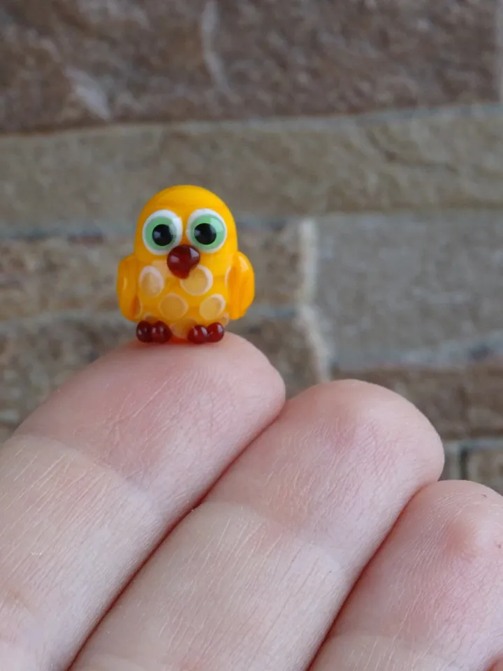 OWL GIFTS Owl figurine Glass Owl decor Owl statue Miniature Owl ornament Owl teacher gift Owl totem Tiny glass animals Owl bead Easter gift