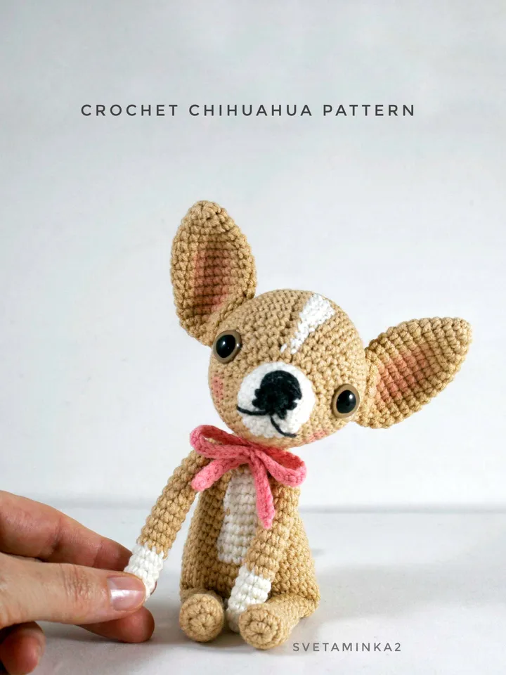 Crochet Chihuahua Amigurumi Dog Pattern. Digital Download. PDF.