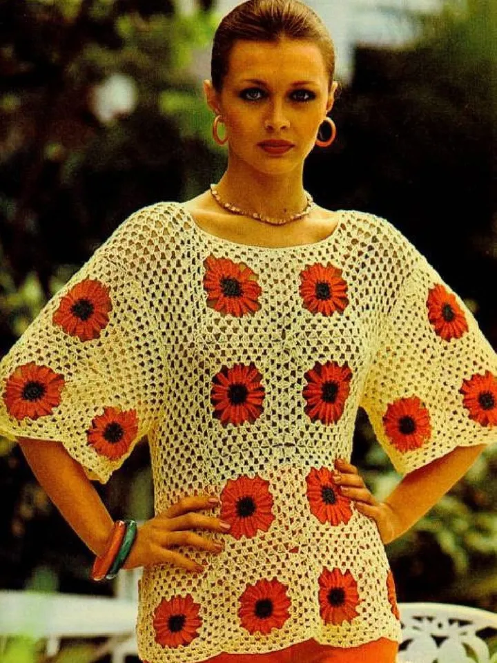 Vintage Crochet Pattern Petal Square Cover-Up Digital Download PDF