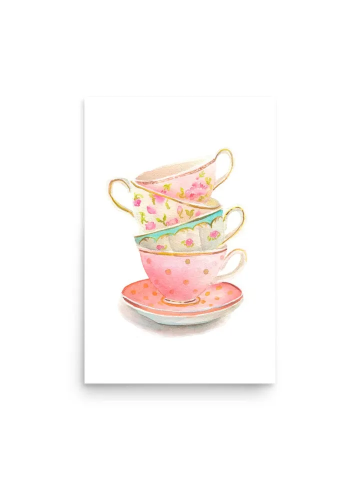 Watercolor Art Print, Kitchen Art Print, Tea Gift, Tea Lover, Tea Cup Illustration, Tea Cup Painting, Tea Party, Gift for her, Kitchen Decor