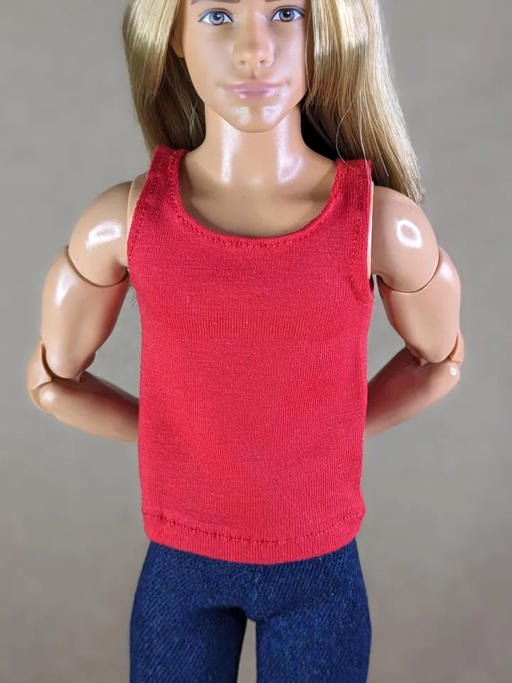 Red tank top for 12 inch fashion male dolls