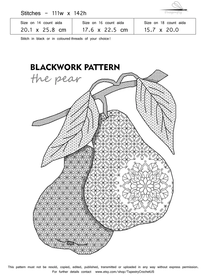 Set of Blackwork patterns - Fruits - Cross Stitch Pattern - Embroidery Sampler - Carpet Cross Stitch