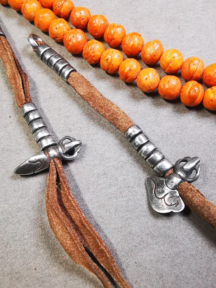 Gandhanra Handmade 5mm Tibetan Buddhist Prayer Bead Counters for 8-15mm Mala,with Kila and Kartika Pendant,Made of Cold Iron