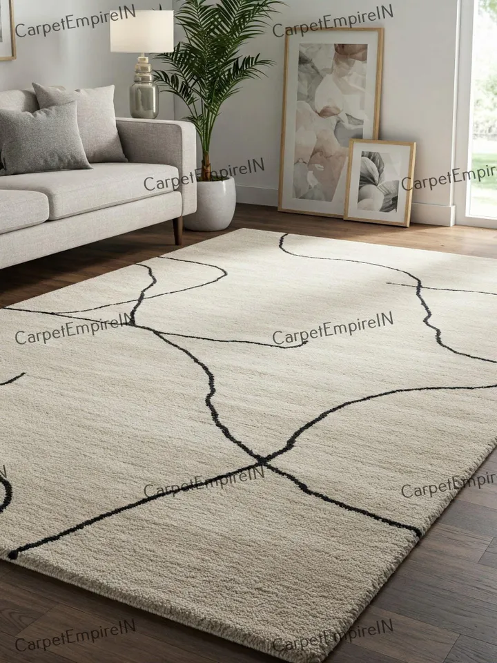 8x10 Line Rug | Handmade, Area rug for living room, home decor–Available in Multiple Size, 4x6,5x7,6x9,8x10,9x12,10x14, bedroom rug, kid rug