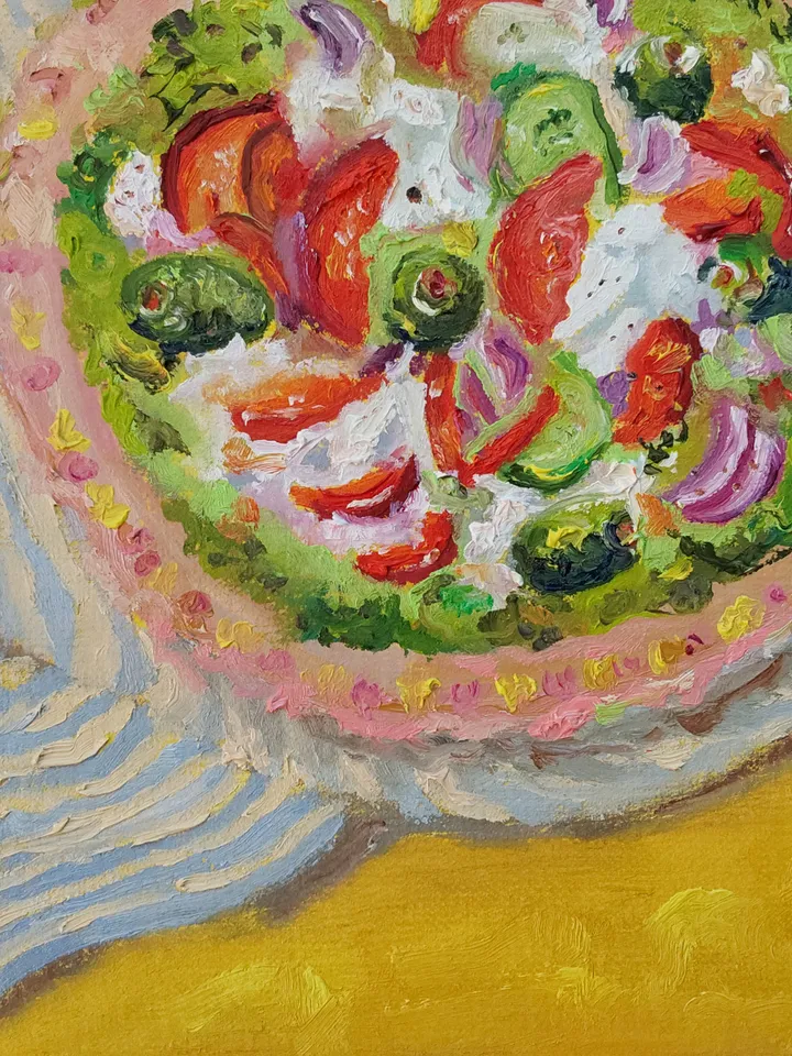 "Picnic on a summer day" Still life.Oil painting on canvas 35x25cm (14x10inch)