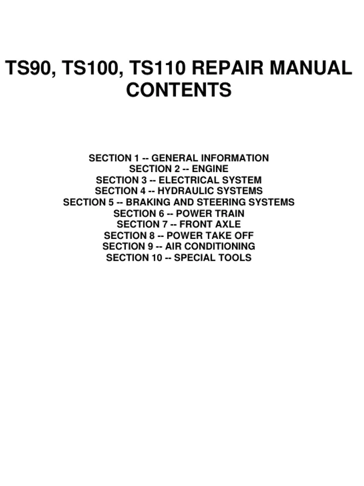 NEW HOLLAND TS100 TRACTOR MANUAL SERVICE SHOP REPAIR