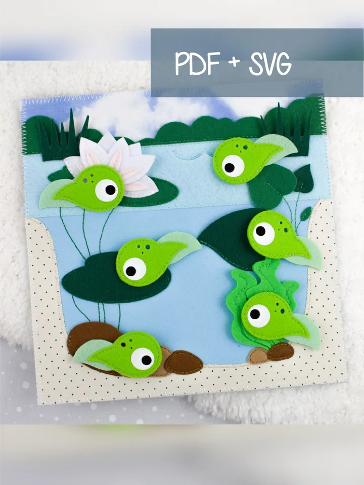 Pond with Tadpoles - Felt Busy Book Page - Sewing Pattern