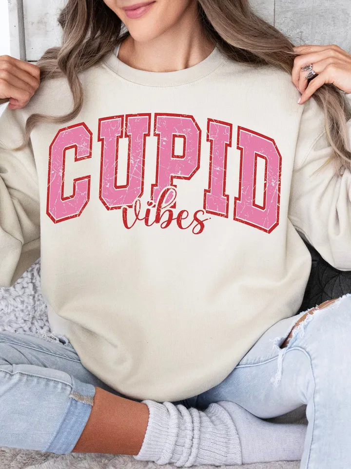 Varisty Cupid Vibes SVG PNG Grunge Valentine’s Day Sublimation college cupid png, retro cut file, trendy vday tshirt pngtrendy pink vday