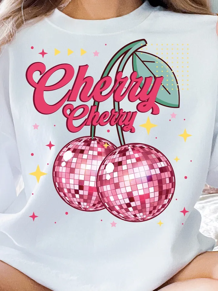 Cherry Cherry Disco Ball, Valentine day png, retro valentine png shirt, Cherry Love png, Disco Ball png, Valentines Day T Shirt Trendy Vday