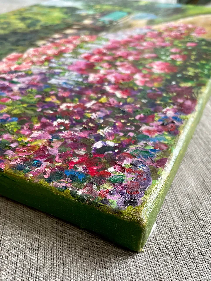 Floral Garden Painting Original Landscape Oil Painting on Canvas