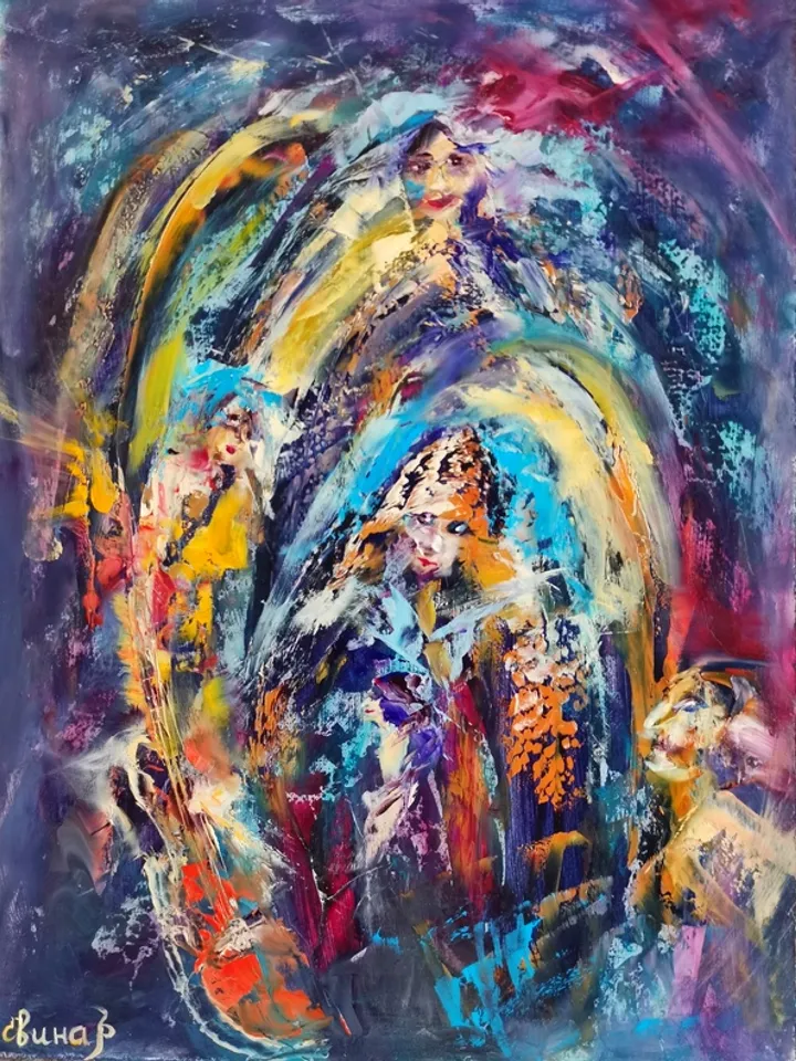 Abstract Life Fate People Angel Girl Art Original Oil Painting Artist Svinar Oksana
