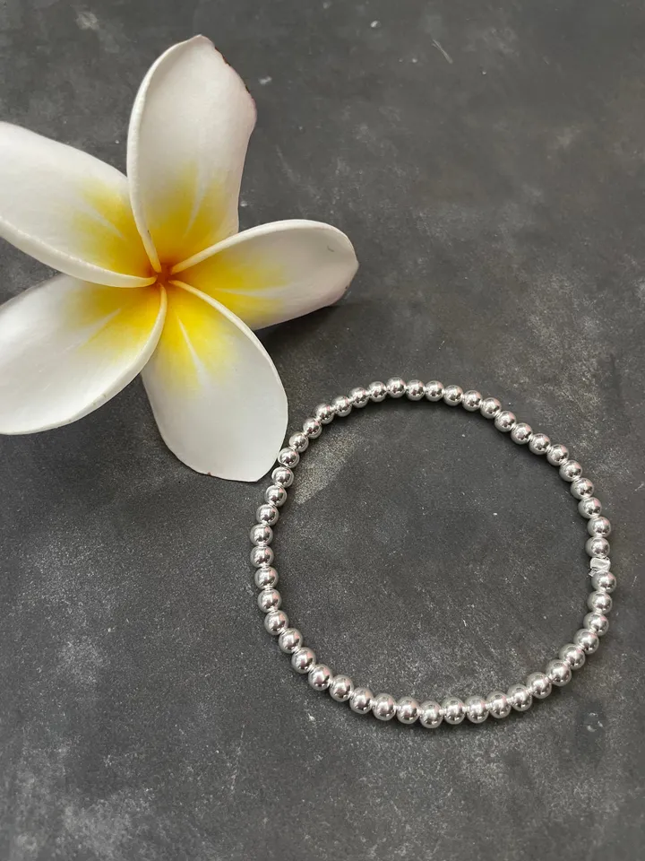 Sterling silver bead bracelet | handmade silver jewelery | tennis bracelet |minimalist jewelery | beaded ball bracelet for women