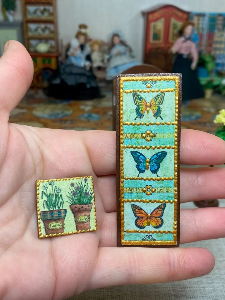 Set of furniture with accessories. 1:12. miniature dollhouse. Furniture for dolls.