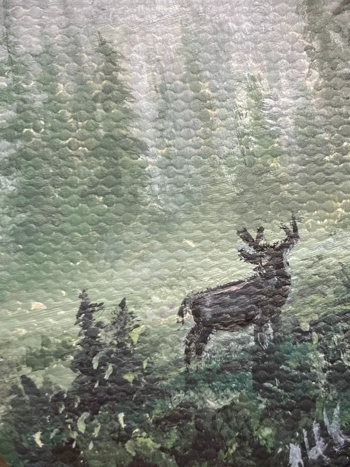 Forest Landscape Oil Painting Original In Vintage Style Frame Small Framed Oval Painting Art