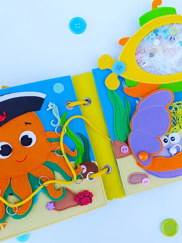 Sea Animals Quiet book Pattern PDF, Felt book pattern, Soft sensory book template, Quiet book sewing ideas for kids 2, 3, 4 year old