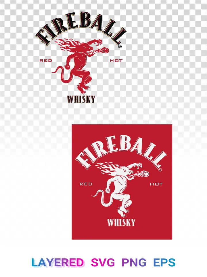 Fireball Whisky SVG, Logo PNG Transparent, Red Hot Dragon Cricut