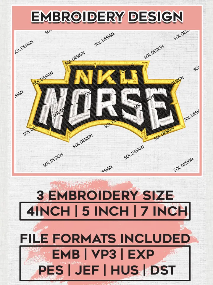 NKU Norse Team Writing Logo embroidery designs, NCAA Northern Kentucky Norse Machine embroidery designs, NCAA College Team Logo embroidery designs, Machine embroidery designs, Digital Download