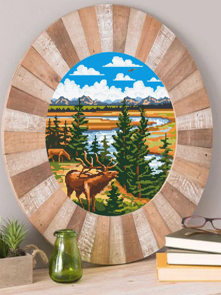 Yellowstone National Park cross stitch pattern PDF download Nature cross stitch chart, Deer embroidery PDF, Wildlife pattern digital #L29
