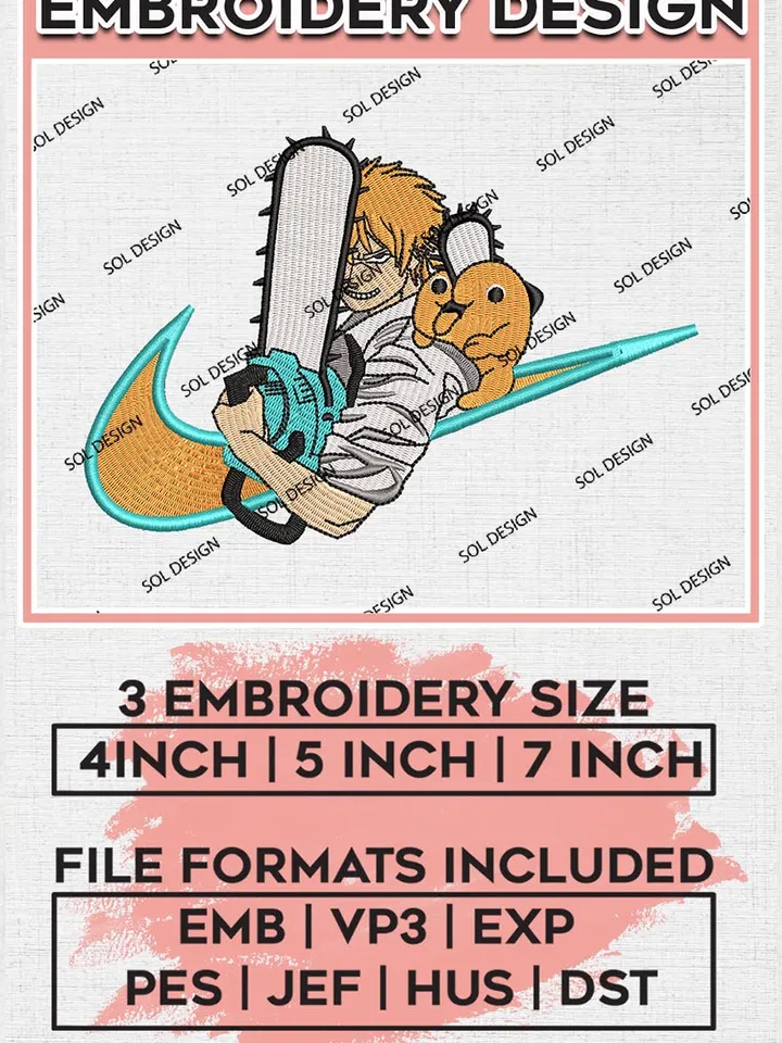 Chainsaw Man Embroidery Design,Chainsaw man, Denji, Pochita Anime Embroidery Files, Machine Embroidery Digital Download EMB_ANIME_166