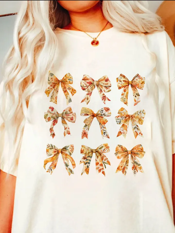 Retro Fall Pumpkin Bow Png, Fall Coquette Bow PNG, Fall Shirt Png, Autumn Pumpkin Png, Autumn Sublimation Design Fall PNG Fall Autumn Shirt