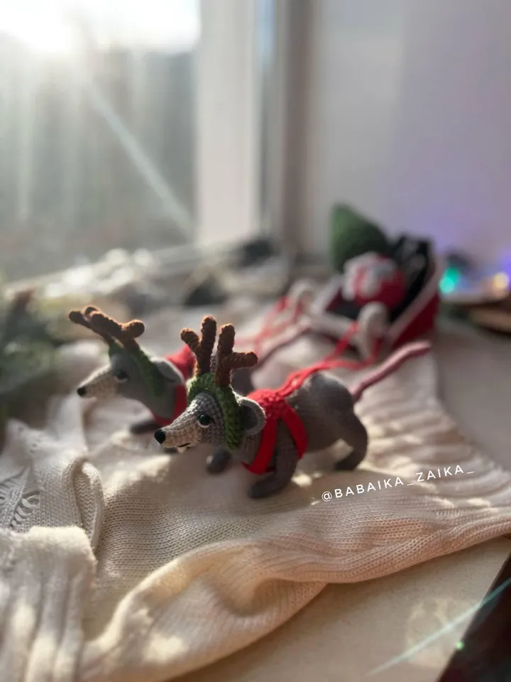 PDF Crochet Pattern SET Christmas Sleigh with Rats: Christmas sleigh, Amigurumi Rat, Christmas Tree, Amigurumi Sleigh, Christmas ornaments