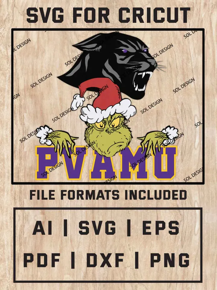 Grinch Prairie View A&M Panthers SVG, NCAA SVG Design, NCAA PVAMU Panthers SVG, NCAA Panthers Cricut, Christmas Svg, Grinch svg, Digital Download