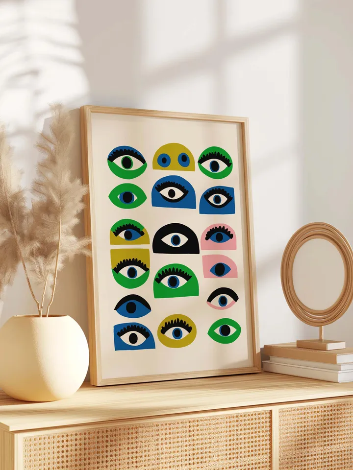 Colorful Abstract Eye Wall Art, Modern Digital Eye Prints, Minimalist Poster, Home Decor, Crazy Eye Illustration, Instant Digital Download