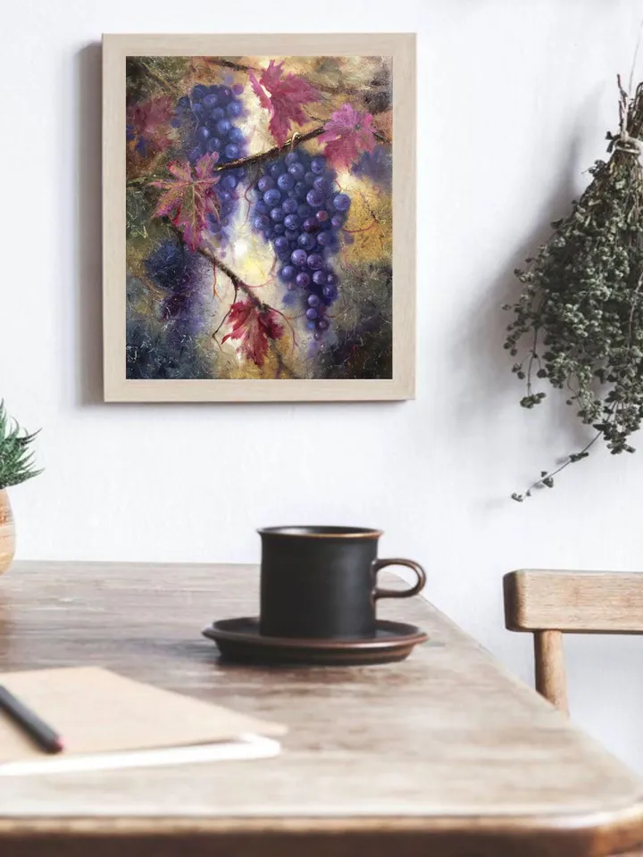 Grape Original Painting Fruits Oil Painting Still life Grape Wall Art