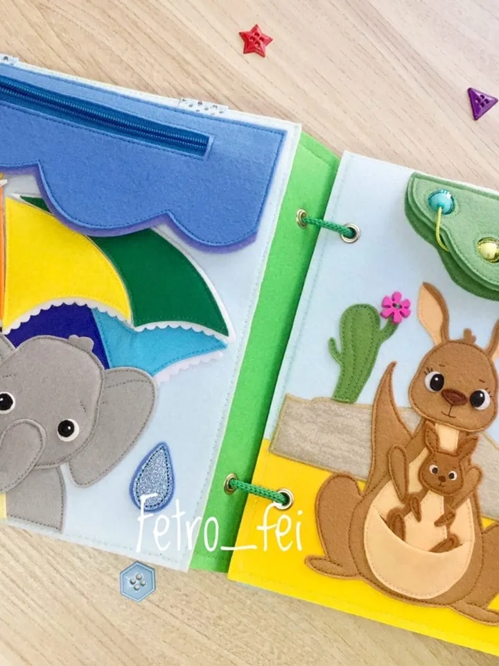 Animals Quiet book Pattern PDF, Felt book pattern, Soft montessori book template, Quiet book sewing ideas for baby 1, 2, 3 year old