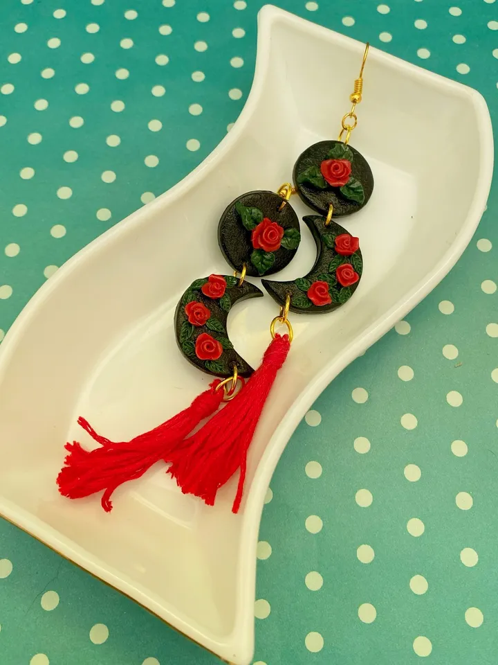 Earrings made of polymer clay. Red earrings. Handmade jewelry.