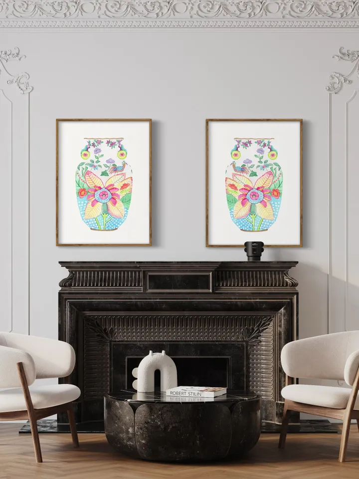 Watercolor Ginger Jar Prints Set Of 2 Chinoiserie Wall Art Print Oriental Vase Vintage Chinoiserie Asian Art Print Art For Living Room Art