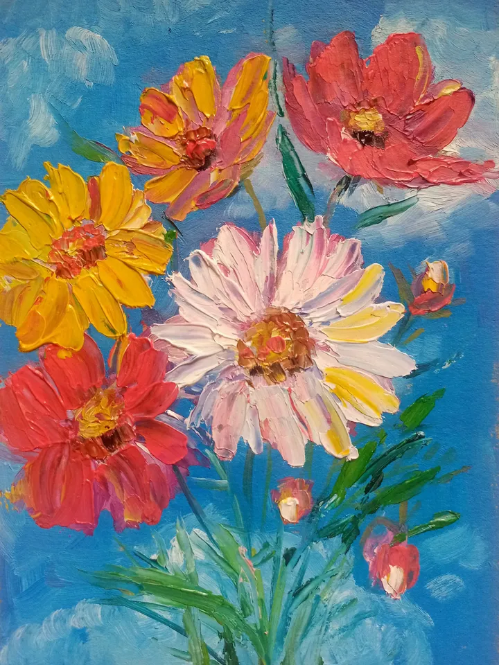 Vibrant colorful flowers Original Painting Flowers Art Oil Painting Original Art Floral Oil Art, Spring Art ,Flower Wall art impasto