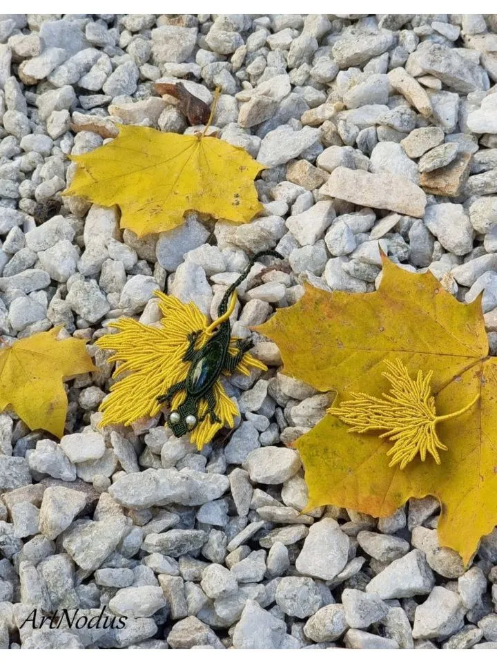 Maple Leaf and Lizard Double Brooch