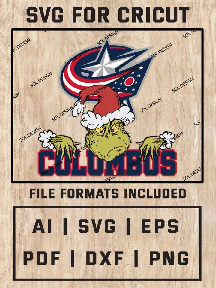 Grinch Columbus Blue Jackets SVG, NHL Logo SVG Design, NHL Columbus Blue Jackets SVG, NHL Blue Jackets Cricut, Christmas Svg, Grinch svg, Digital Download