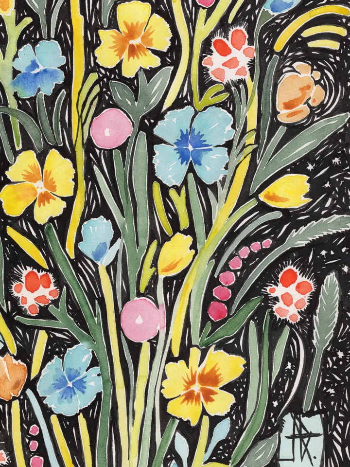 Watercolor painting. Abstraction. Flowers