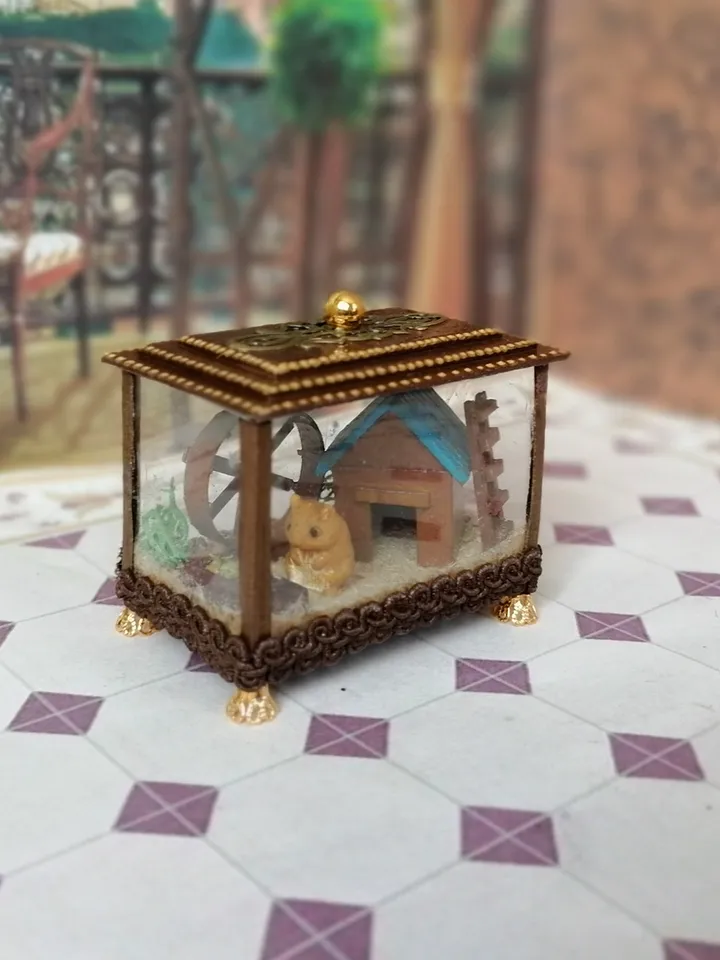 Terrarium with a hamster. Hamster cage. Puppet miniature.1:12 scale.