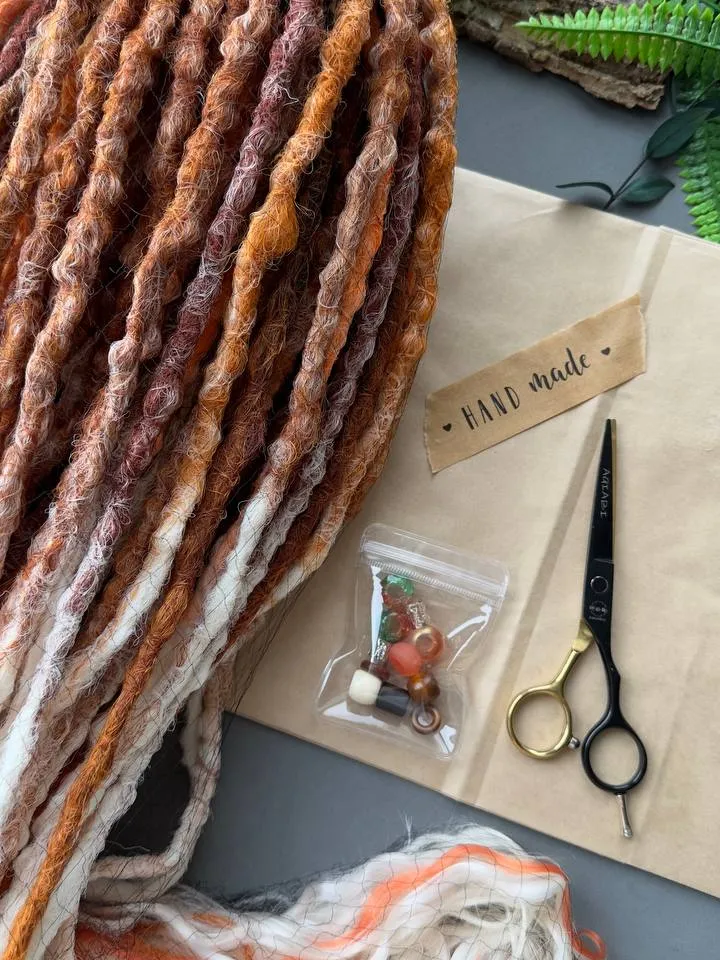 Ginger dreadlocks, handmade accessories for hair