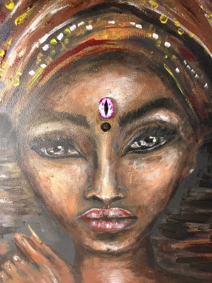 Beautiful woman in a headscarf painting,african woman painting,canvas wall art.