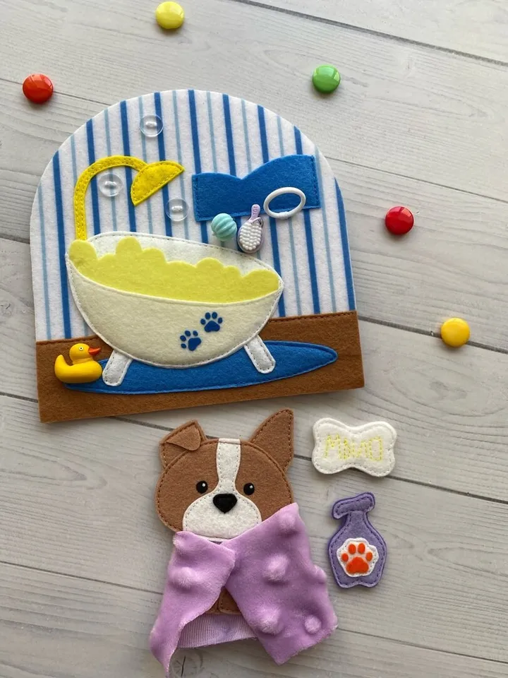 Felt Dog house pattern pdf, Quiet book Dollhouse pattern, Pet Felt book pattern svg, Felt dog Pattern, Busy book pattern for girl