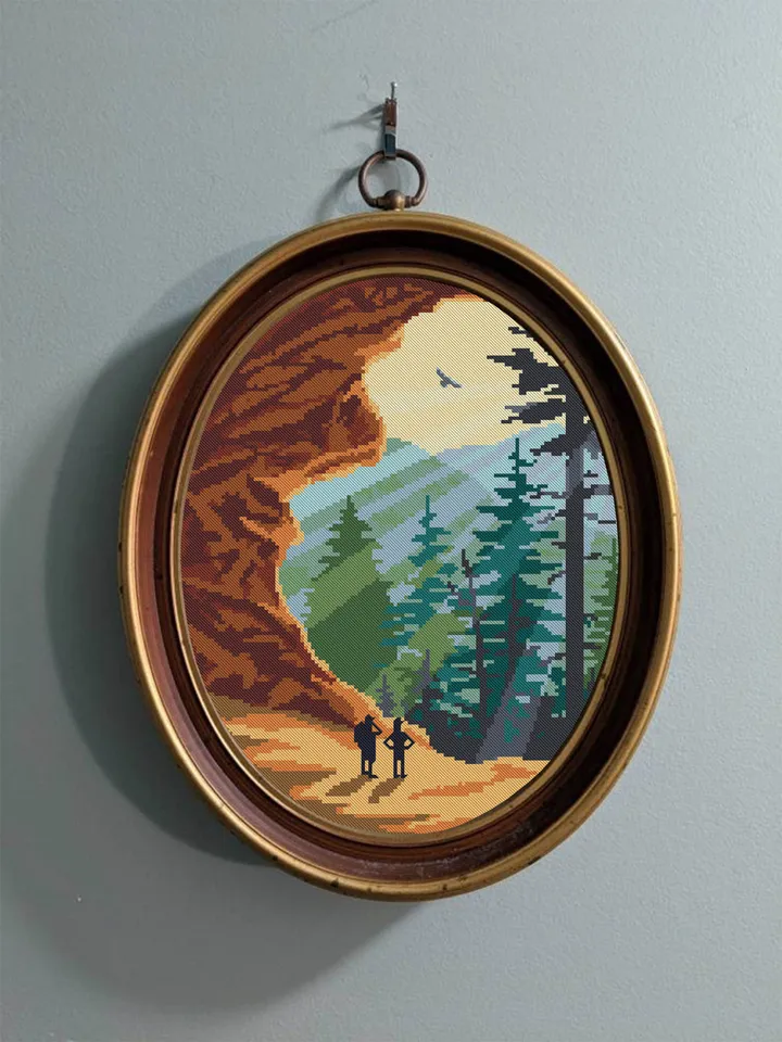 Great Smoky Mountains National park cross stitch pattern PDF Mountain landscape embroidery beginners Nature USA cross stitch chart #L27