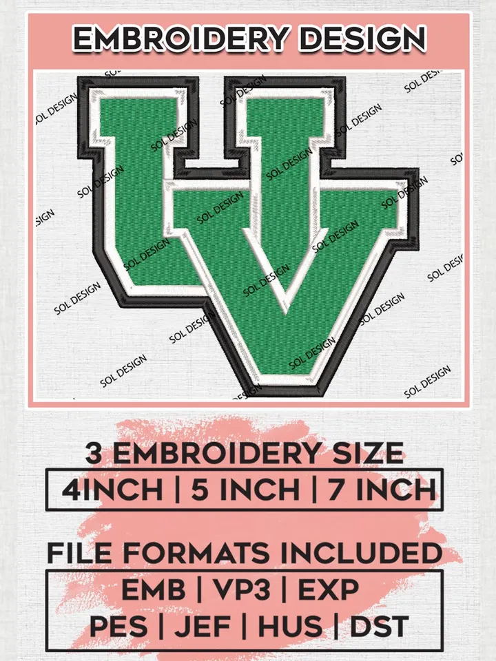 NCAA UV Wolverines Team Logo Embroidery Design Files, NCAA Utah Valley Wolverines Machine Embroidery, NCAA Teams, 3 sizes, NCAA Machine embroidery designs, Digital Download