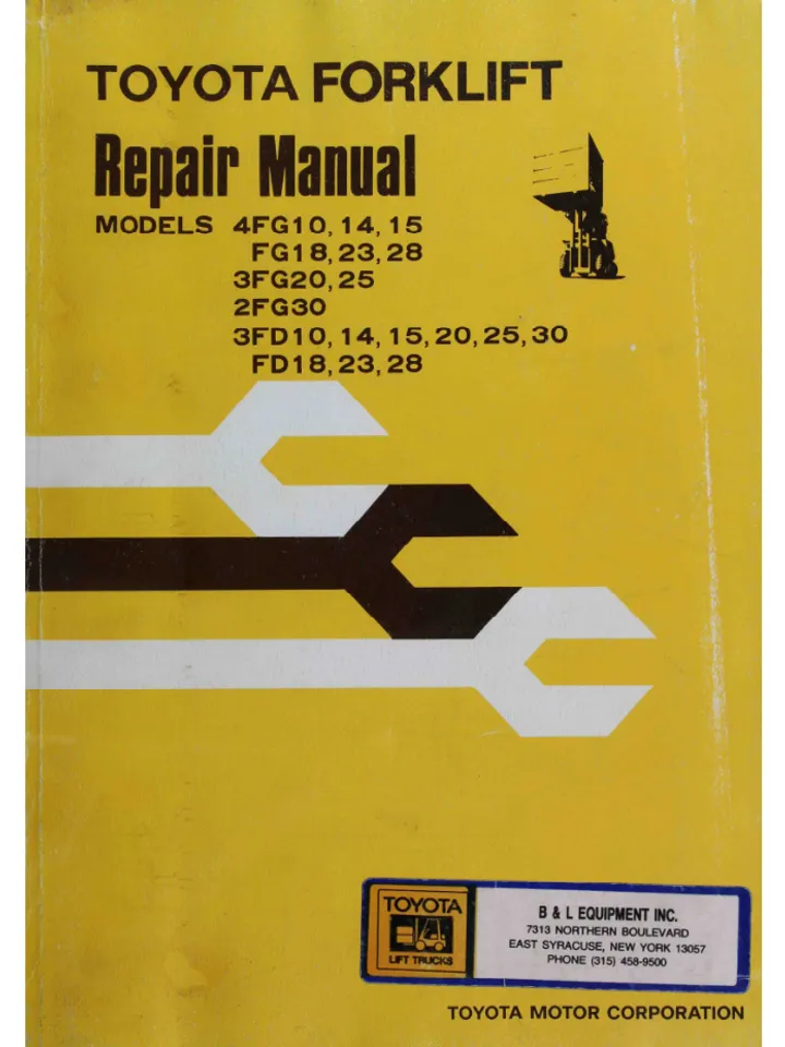 Toyota Forklift 4FG10 4FG14 4FG15 FG18 FG23 FG28 Workshop Service Repair Manual
